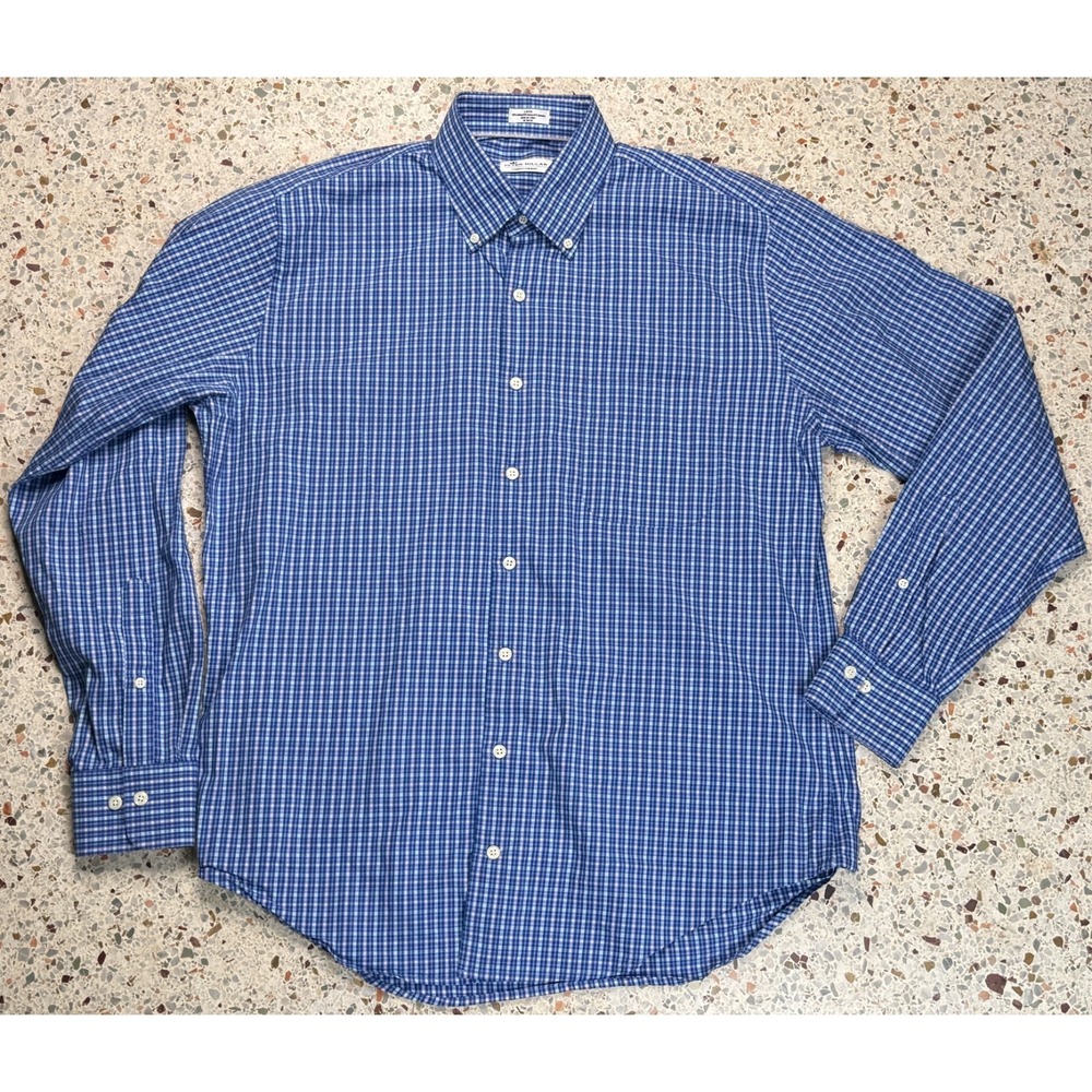 Peter Millar Crown Comfort Men's Check Pattern Long Sleeve Shirt Size Large